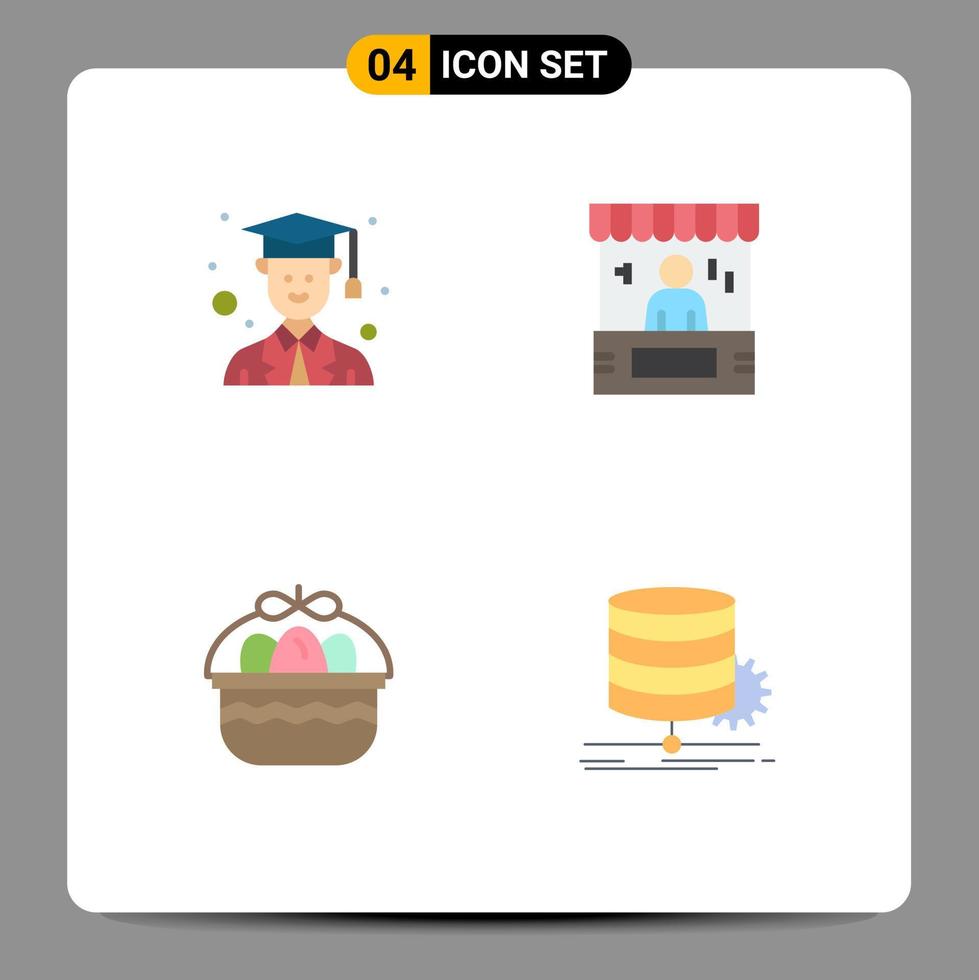 Set of 4 Modern UI Icons Symbols Signs for avatar basket advertising commerce egg Editable Vector Design Elements