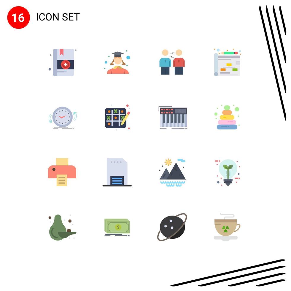 Mobile Interface Flat Color Set of 16 Pictograms of backup planning agreement business handshake Editable Pack of Creative Vector Design Elements