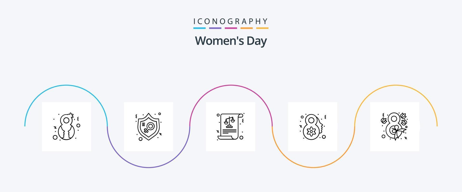 Womens Day Line 5 Icon Pack Including flower. celebrate. woman. female. laws vector