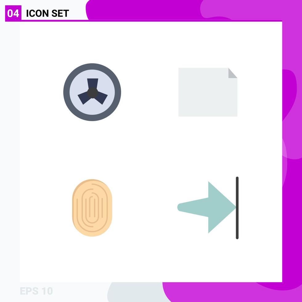 Modern Set of 4 Flat Icons Pictograph of mutation scan document fingerprint scanning Editable Vector Design Elements