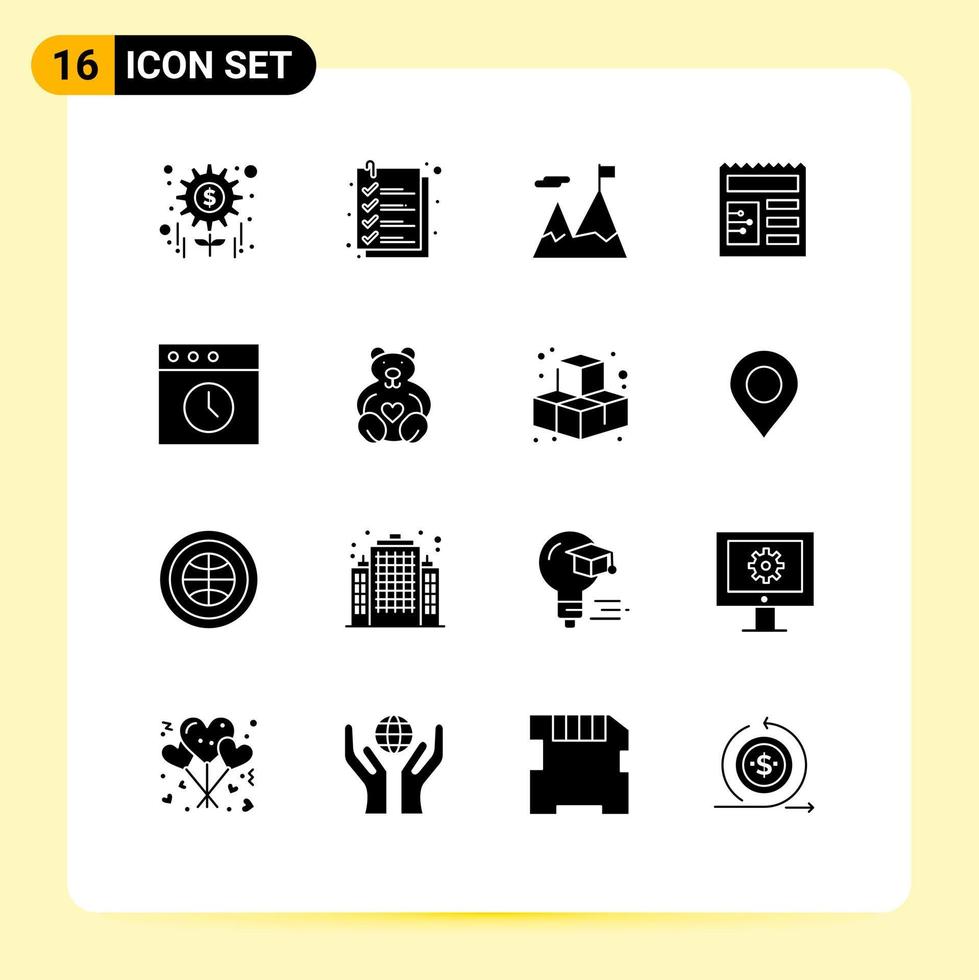 16 Thematic Vector Solid Glyphs and Editable Symbols of mac app accomplished ui document Editable Vector Design Elements