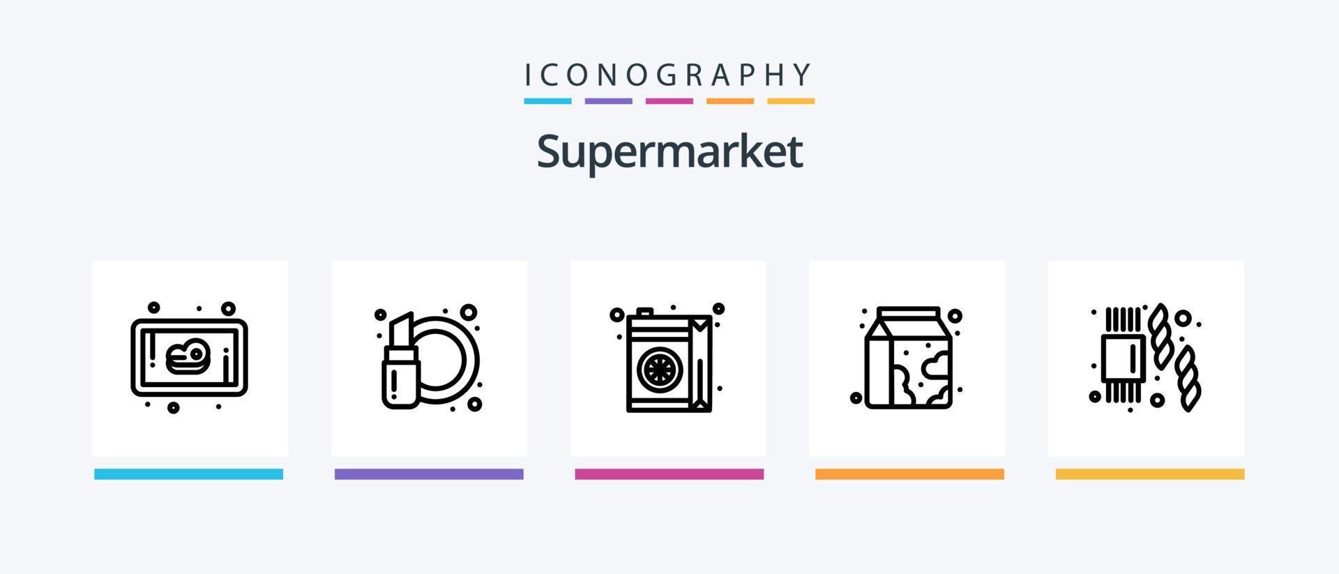 Supermarket Line 5 Icon Pack Including grocery. drink. shop. alcoholic. shopping. Creative Icons Design vector