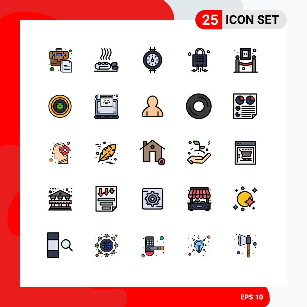Universal Icon Symbols Group of 25 Modern Filled line Flat Colors of exhibition technology spa server lock Editable Vector Design Elements