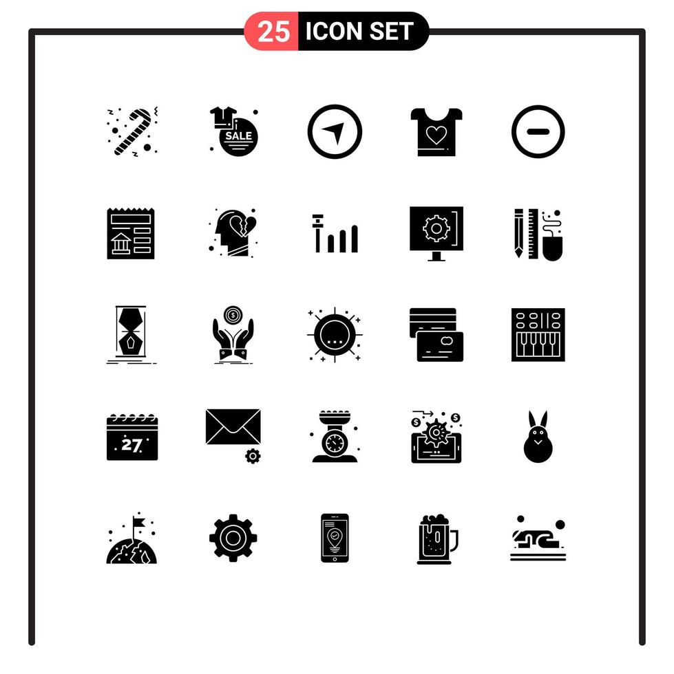 25 Thematic Vector Solid Glyphs and Editable Symbols of user interface direction wedding love Editable Vector Design Elements