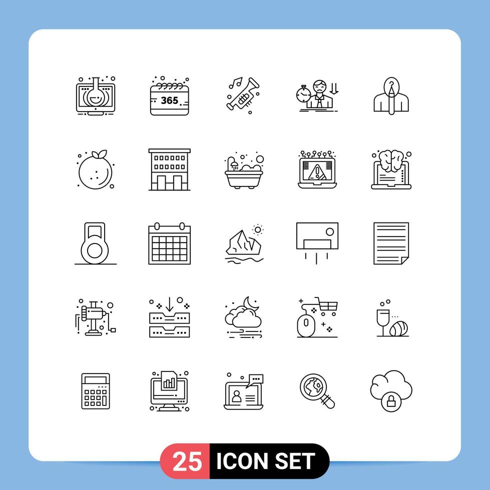 25 Universal Lines Set for Web and Mobile Applications depression fail year failure noise Editable Vector Design Elements