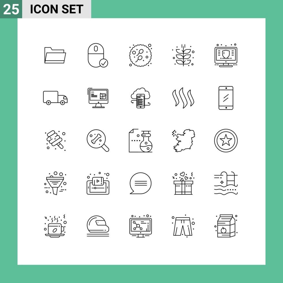 Modern Set of 25 Lines and symbols such as harvesting farming hardware farm sperm Editable Vector Design Elements