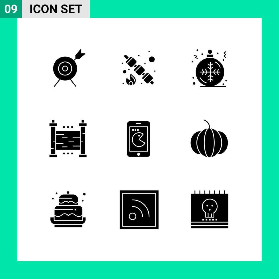 9 Solid Glyph concept for Websites Mobile and Apps phone buy christmas yard garden Editable Vector Design Elements