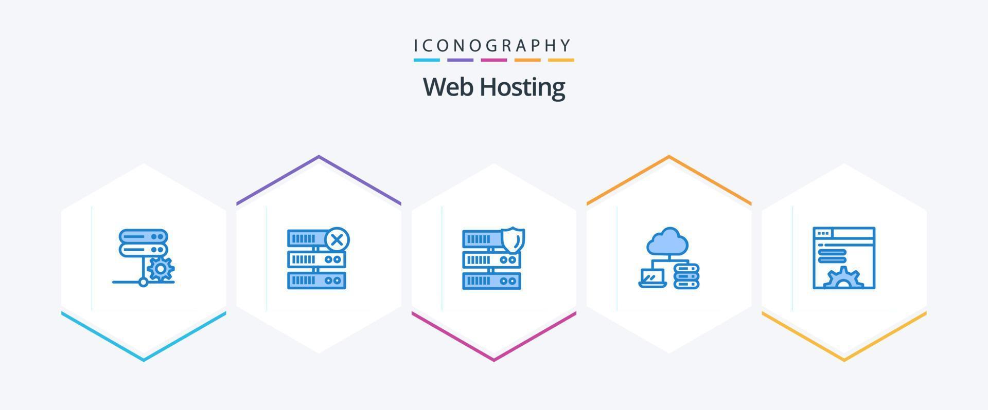 Web Hosting 25 Blue icon pack including web brower. server. network. data. network vector