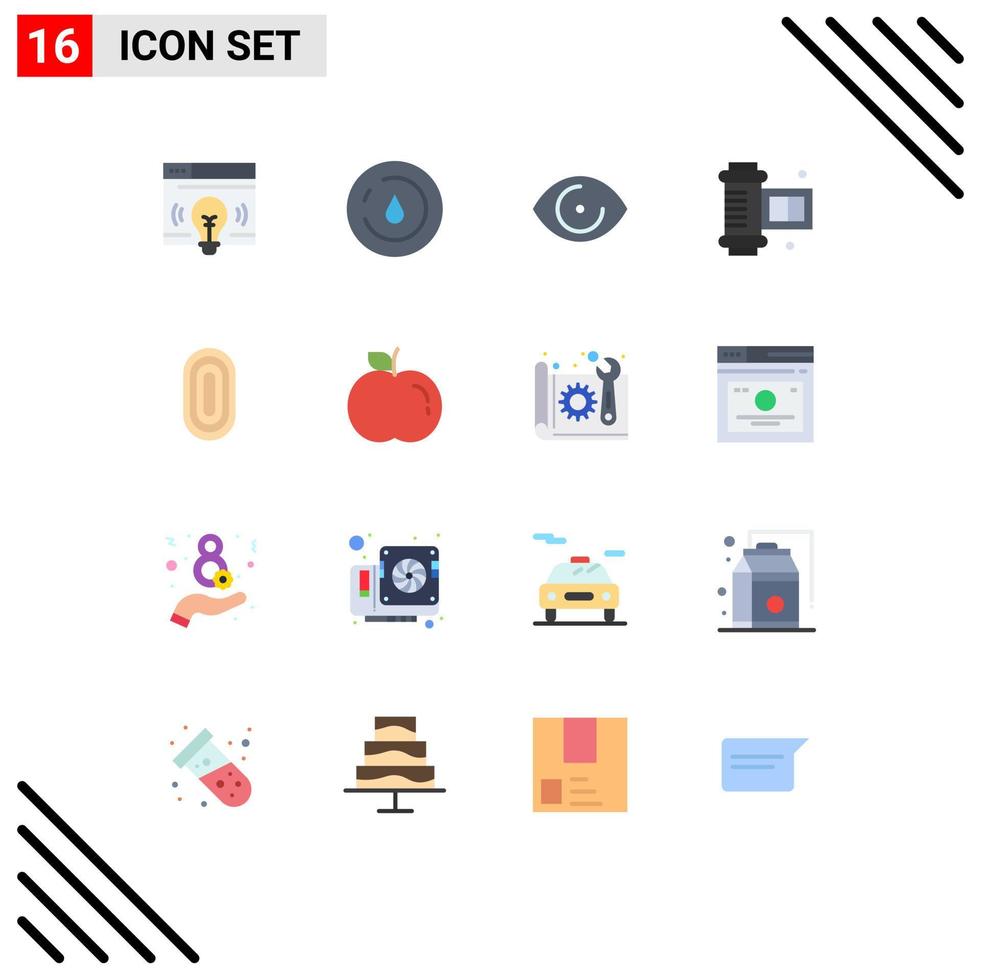 Stock Vector Icon Pack of 16 Line Signs and Symbols for ornament adornment eye camera roll film ancient camera roll Editable Pack of Creative Vector Design Elements