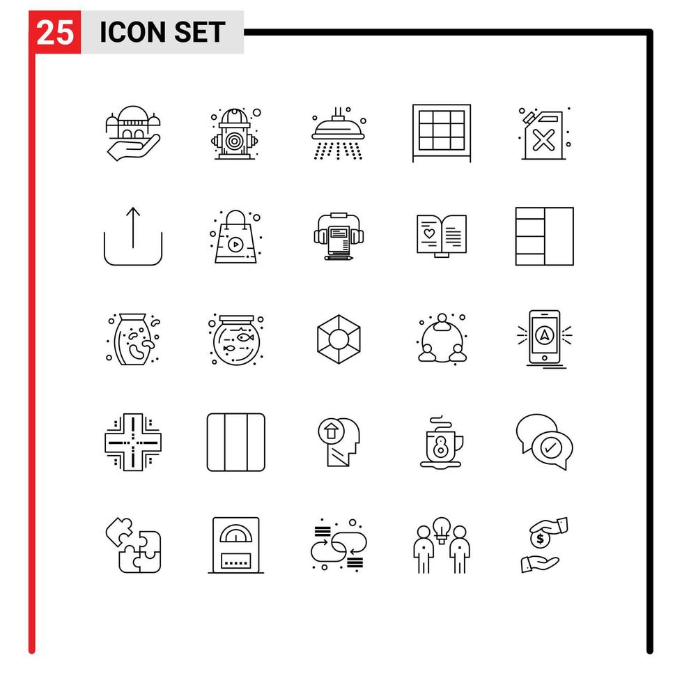 Set of 25 Modern UI Icons Symbols Signs for fire barrel water furniture bookcase Editable Vector Design Elements