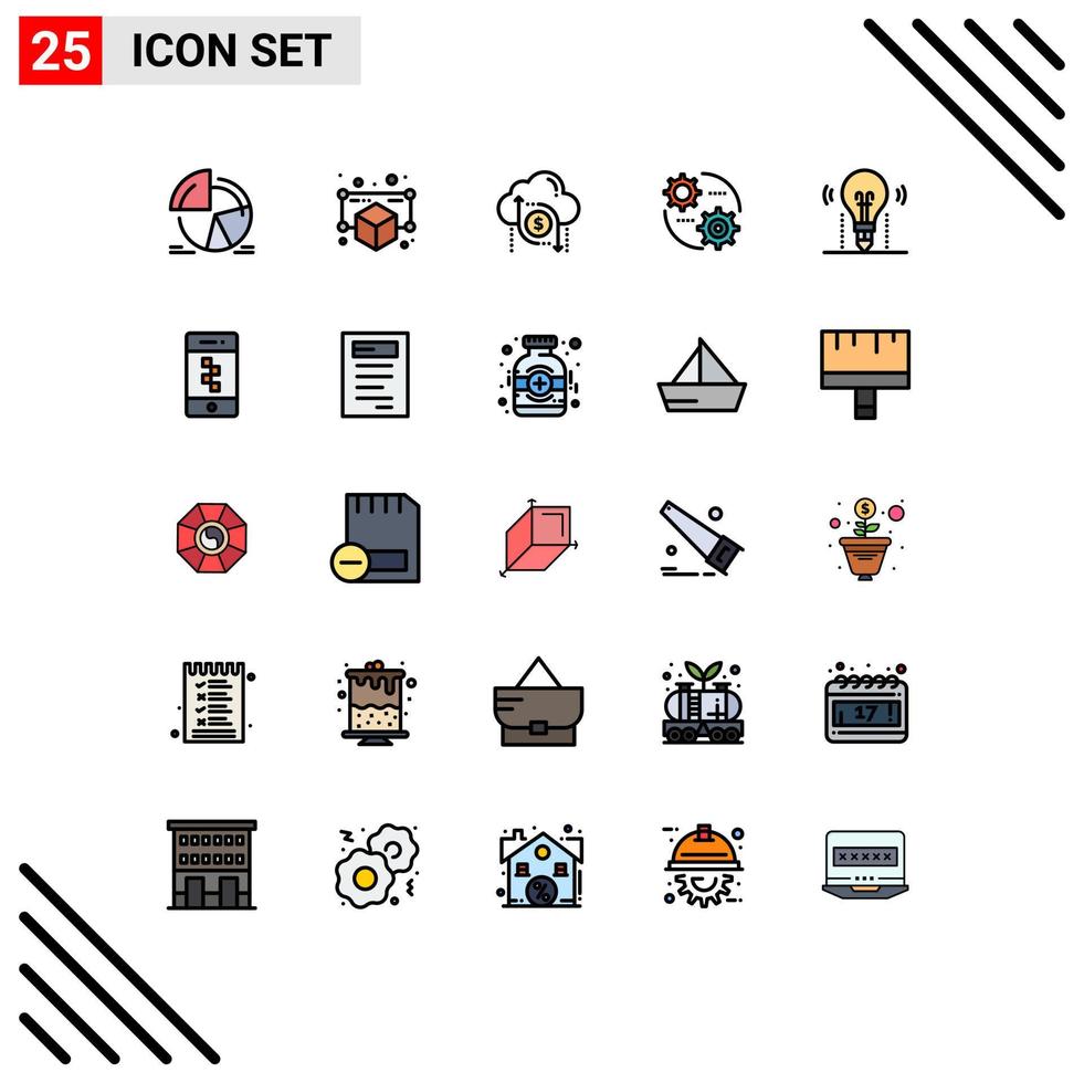 Pictogram Set of 25 Simple Filled line Flat Colors of setting setting point control arrow Editable Vector Design Elements