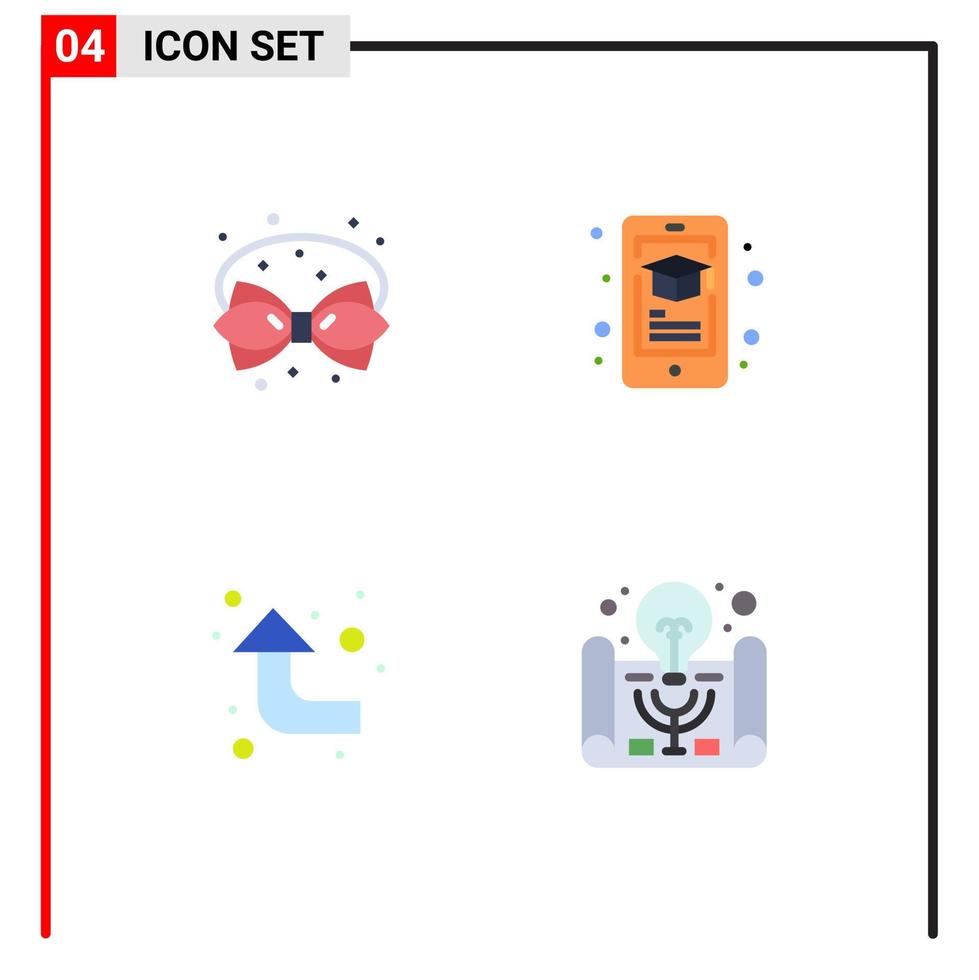 4 Thematic Vector Flat Icons and Editable Symbols of birthday arrows decoration learning left Editable Vector Design Elements