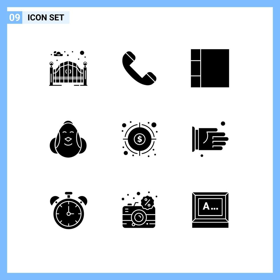 Mobile Interface Solid Glyph Set of 9 Pictograms of fund finance grid happy easter Editable Vector Design Elements
