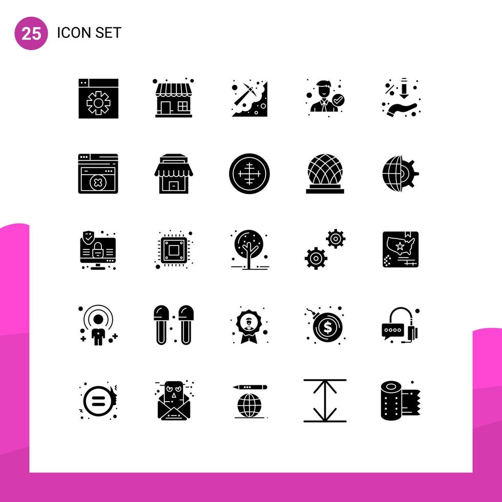 25 Creative Icons Modern Signs and Symbols of arrows office digging man accept Editable Vector Design Elements