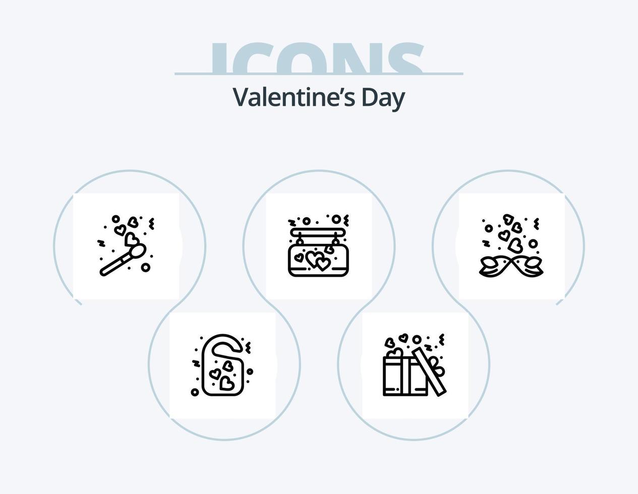 Valentines Day Line Icon Pack 5 Icon Design. love. food love. couple. noodles. chopstick vector