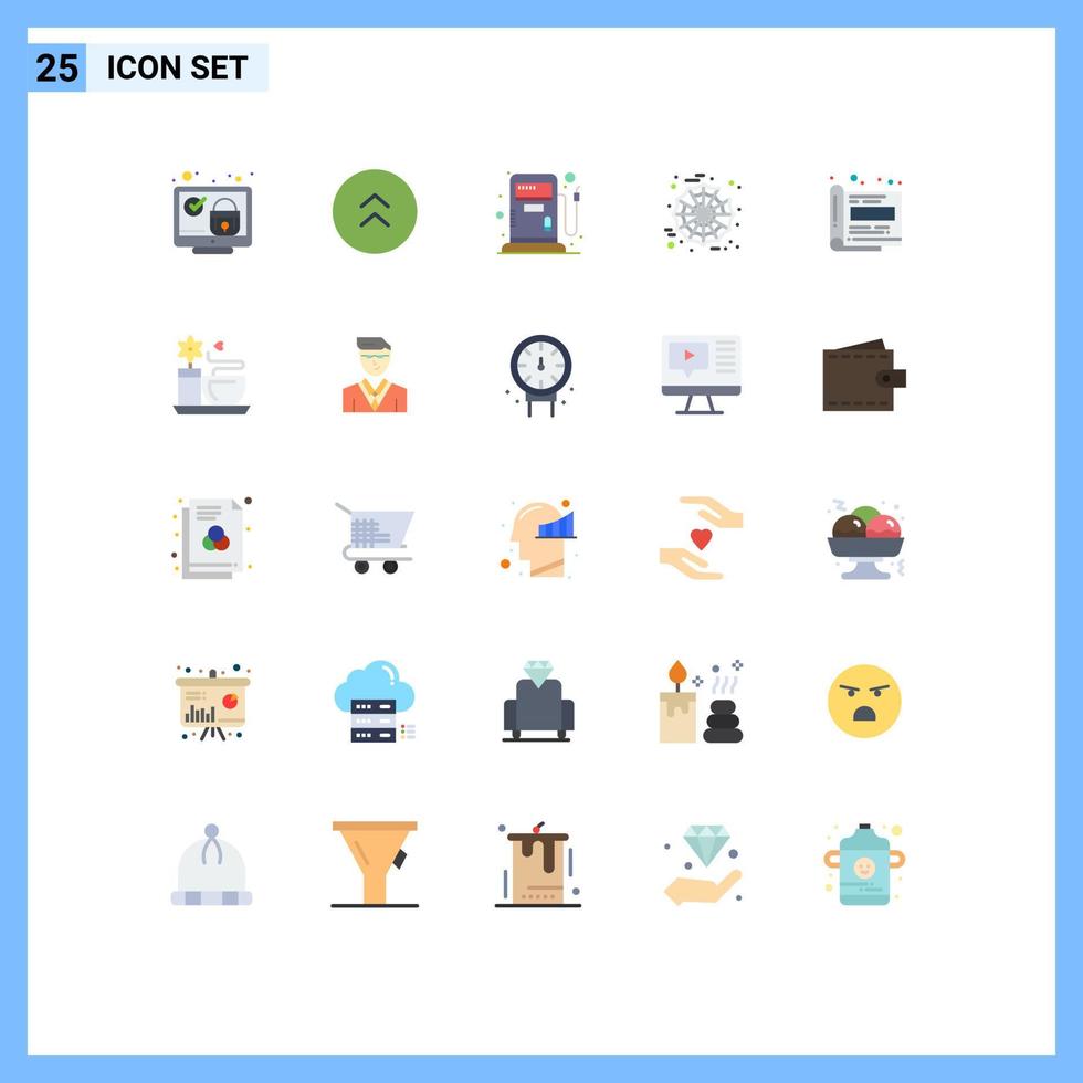 Flat Color Pack of 25 Universal Symbols of office design up web halloween Editable Vector Design Elements