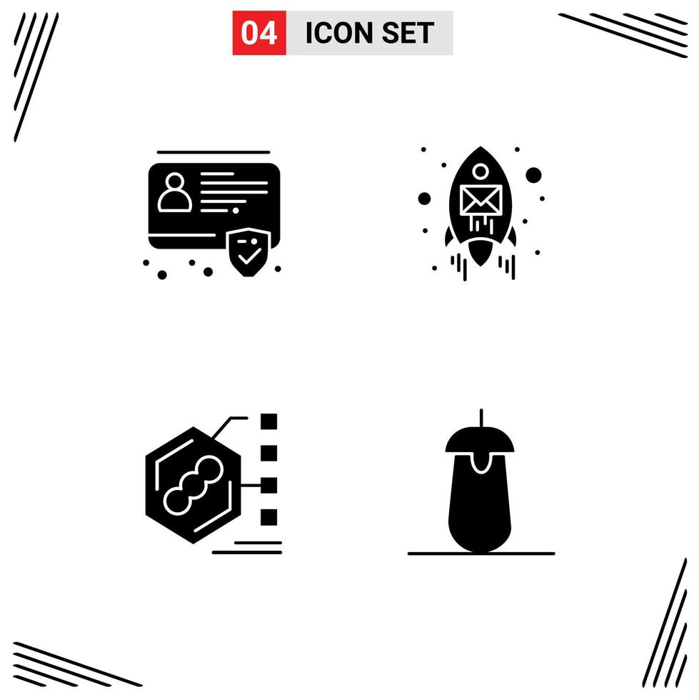 4 Creative Icons Modern Signs and Symbols of id biochemical security rocket form Editable Vector Design Elements