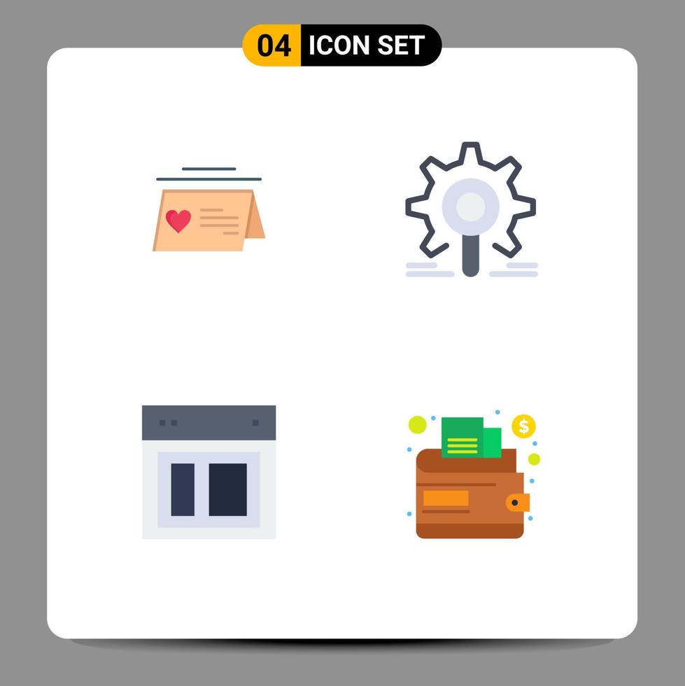 Editable Vector Line Pack of 4 Simple Flat Icons of calendar design wedding search site Editable Vector Design Elements