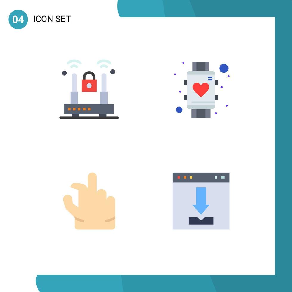 Set of 4 Vector Flat Icons on Grid for crime in protection smart zoom Editable Vector Design Elements