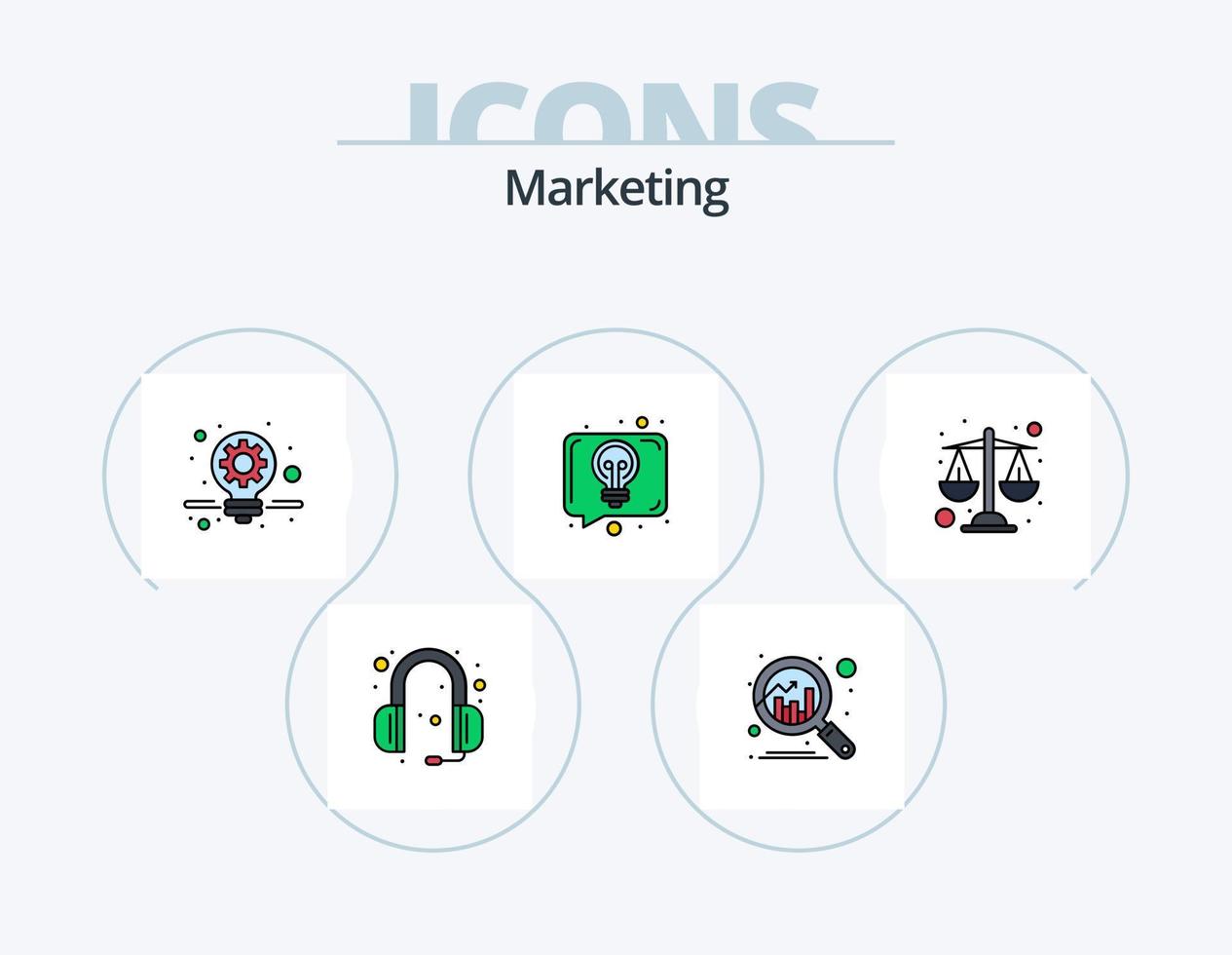 márketing línea lleno icono paquete 5 5 icono diseño. dinero. dinero en efectivo. marketing. firmar tablero. publicidad vector