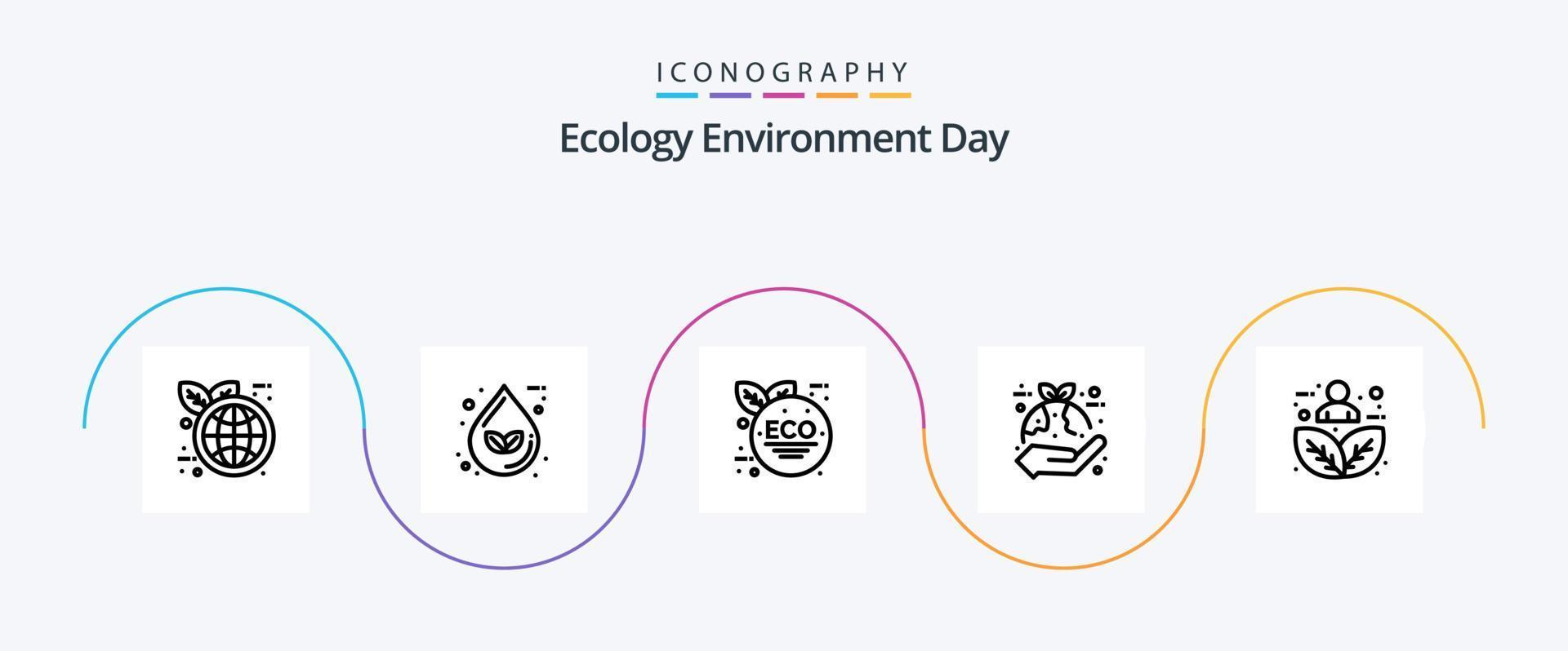 Ecology Line 5 Icon Pack Including harmony. leaf. eco green. hand. protection vector