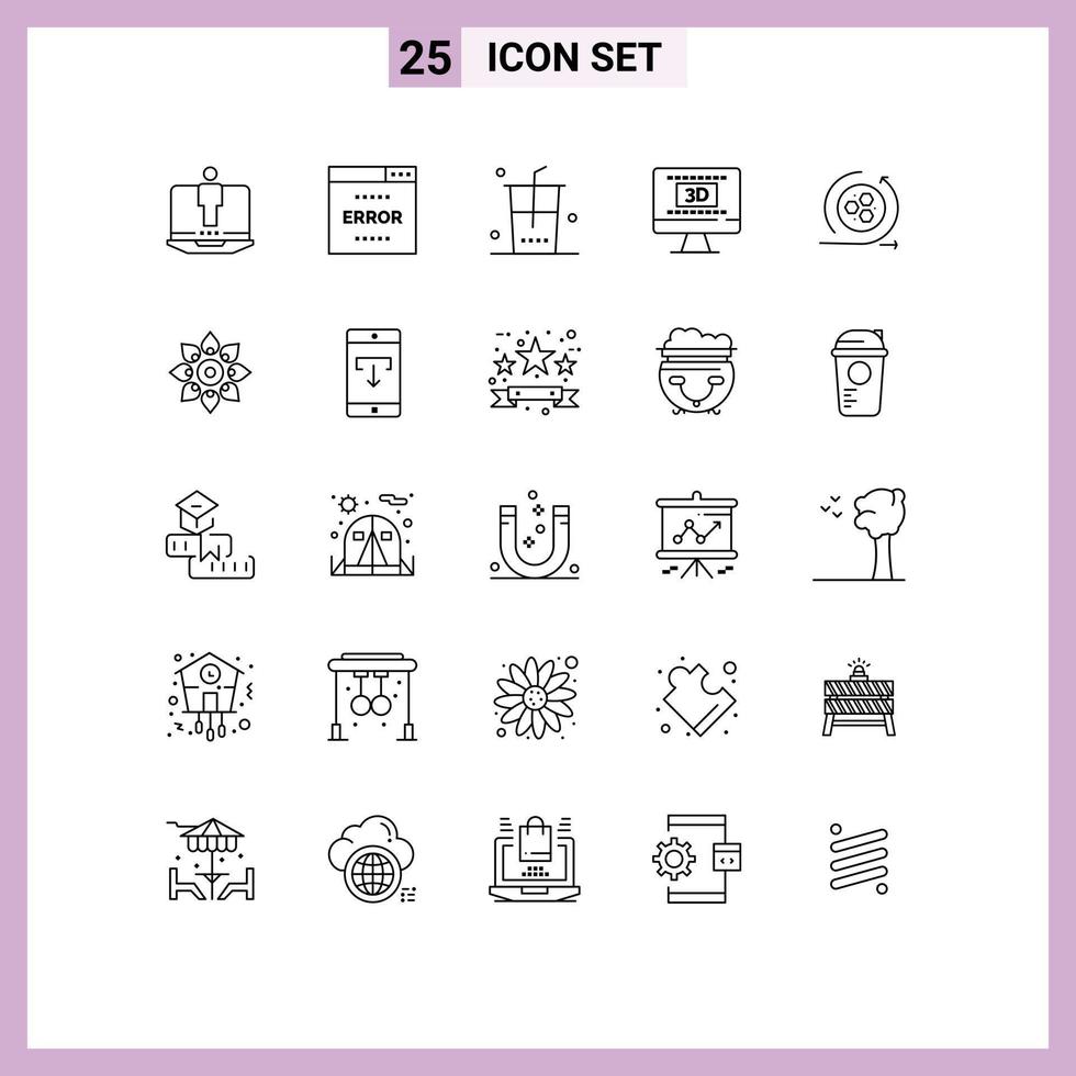 Set of 25 Modern UI Icons Symbols Signs for modeling movie search entertaiment shopping Editable Vector Design Elements