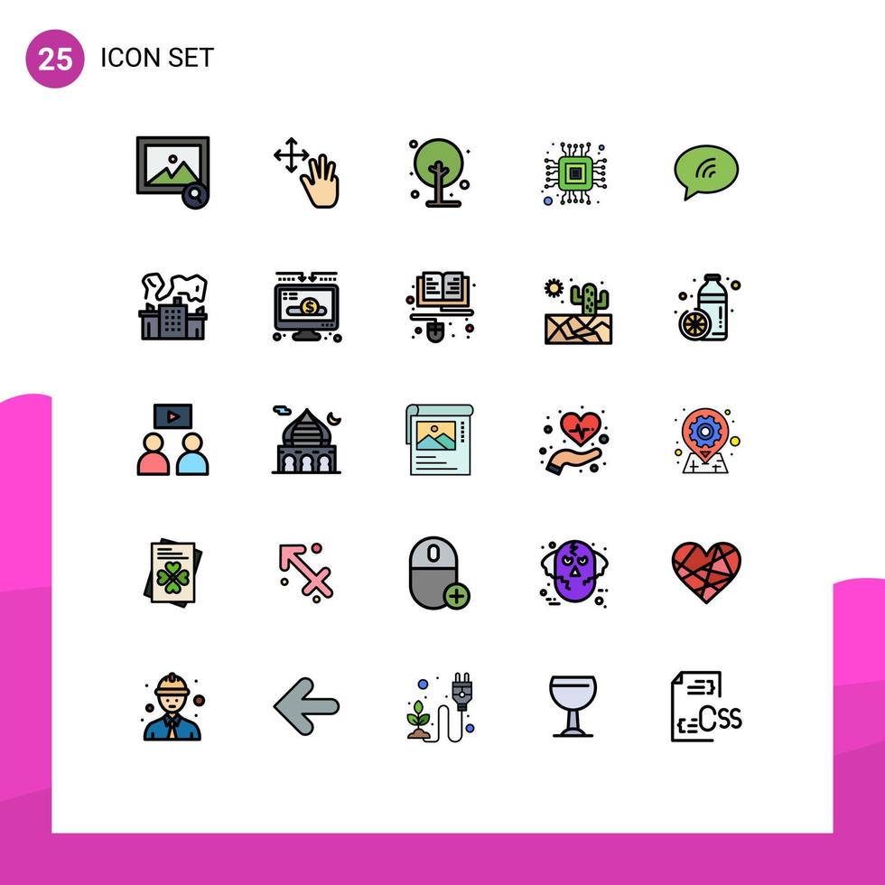 Universal Icon Symbols Group of 25 Modern Filled line Flat Colors of sand chat farming message computer Editable Vector Design Elements