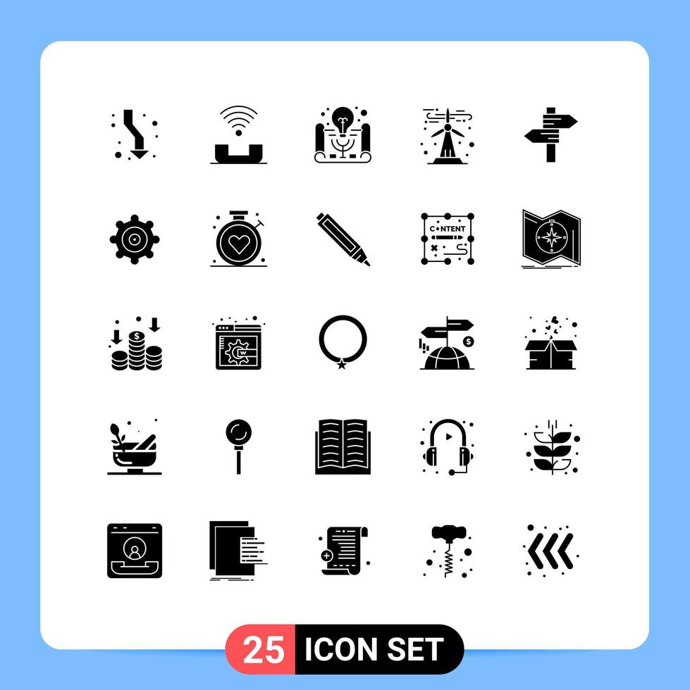 Universal Icon Symbols Group of 25 Modern Solid Glyphs of sustainable green energy support ecology project idea Editable Vector Design Elements