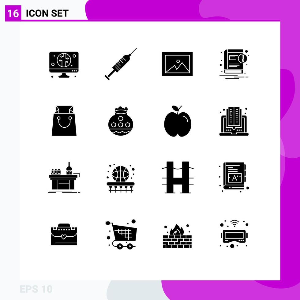 Set of 16 Modern UI Icons Symbols Signs for shopping bag album notification ebook Editable Vector Design Elements