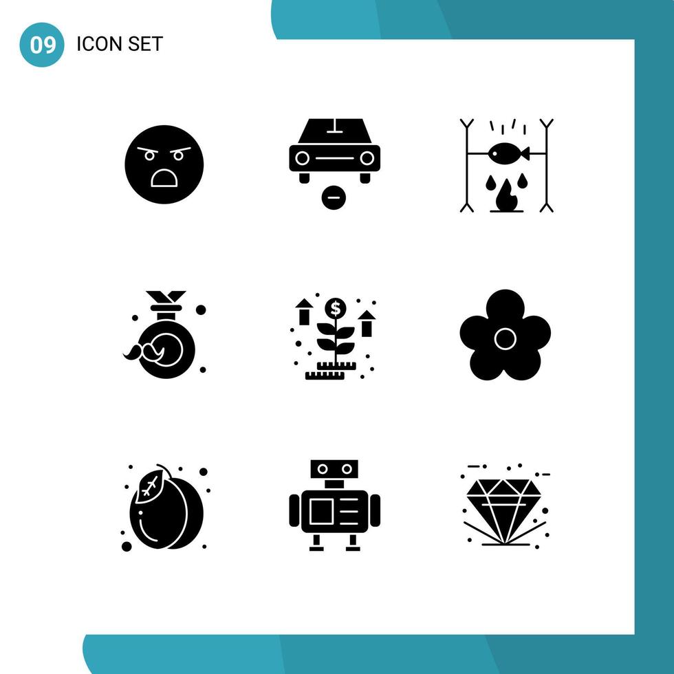 Pictogram Set of 9 Simple Solid Glyphs of label father vehicles dad vacation Editable Vector Design Elements