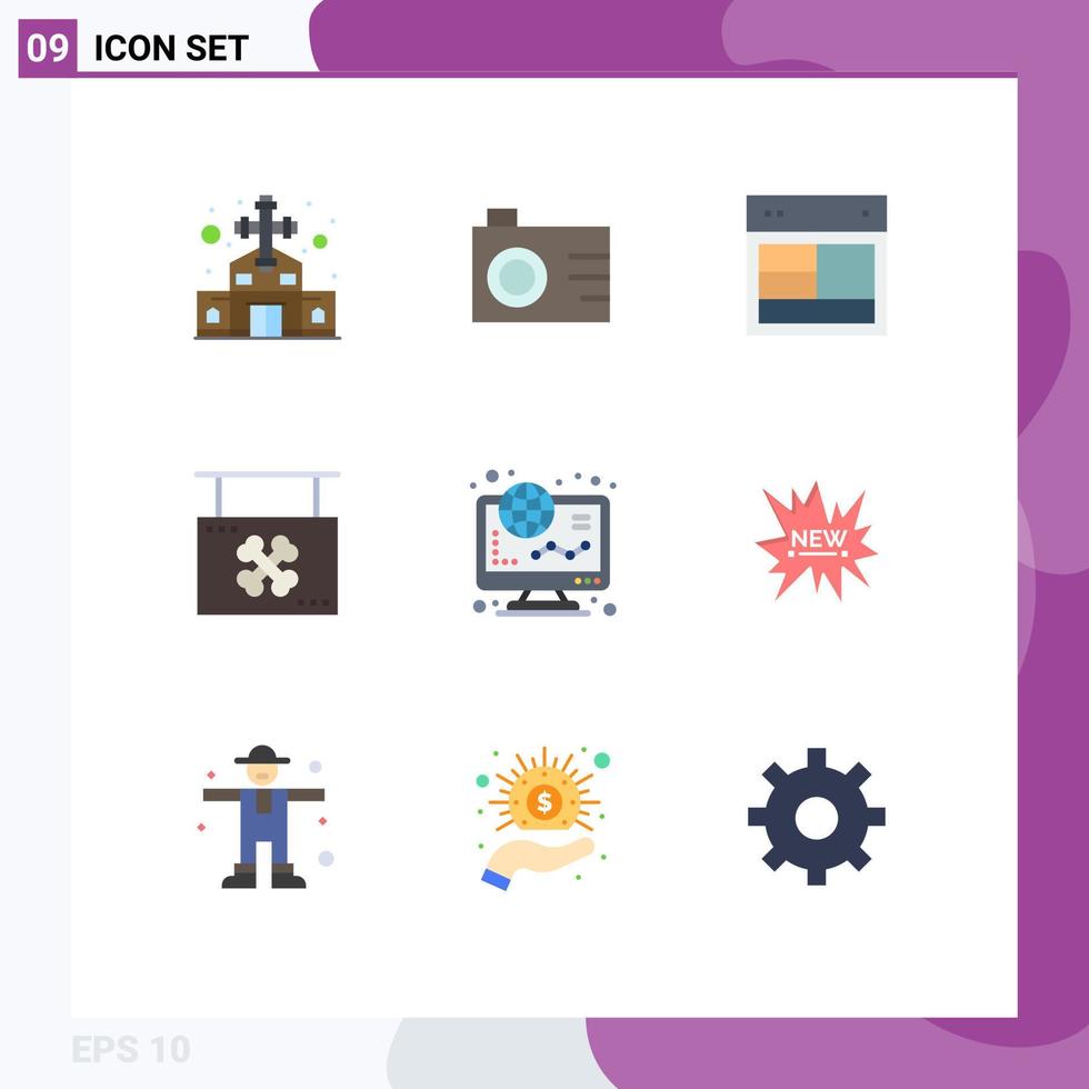 9 Universal Flat Colors Set for Web and Mobile Applications ecommerce shop layout hanging board Editable Vector Design Elements