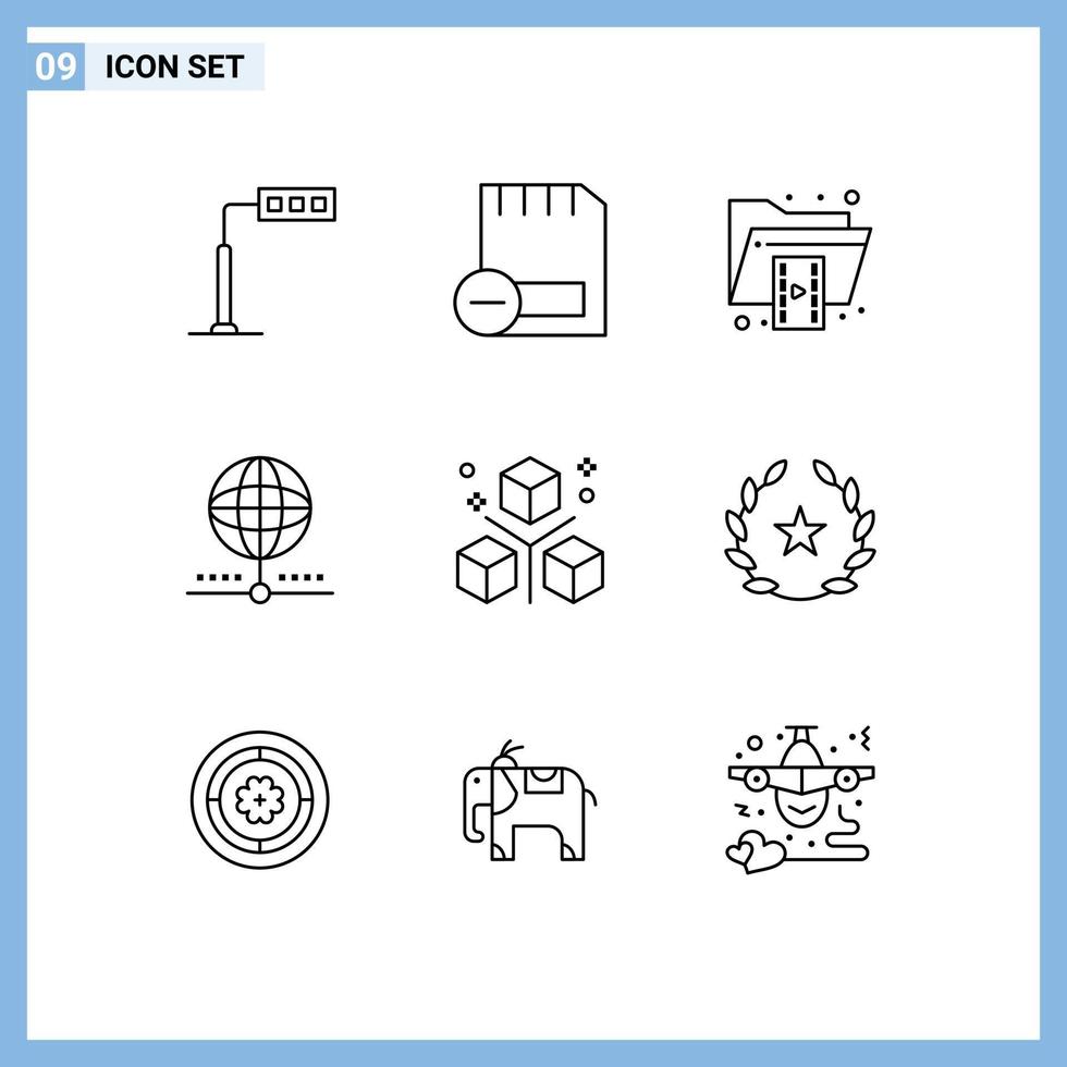 9 Universal Outlines Set for Web and Mobile Applications global connect remove cloud format Editable Vector Design Elements