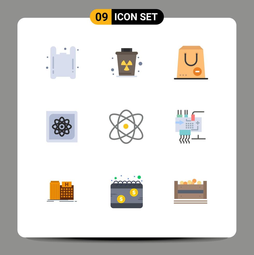 Pack of 9 creative Flat Colors of future computing commerce computer purchase Editable Vector Design Elements