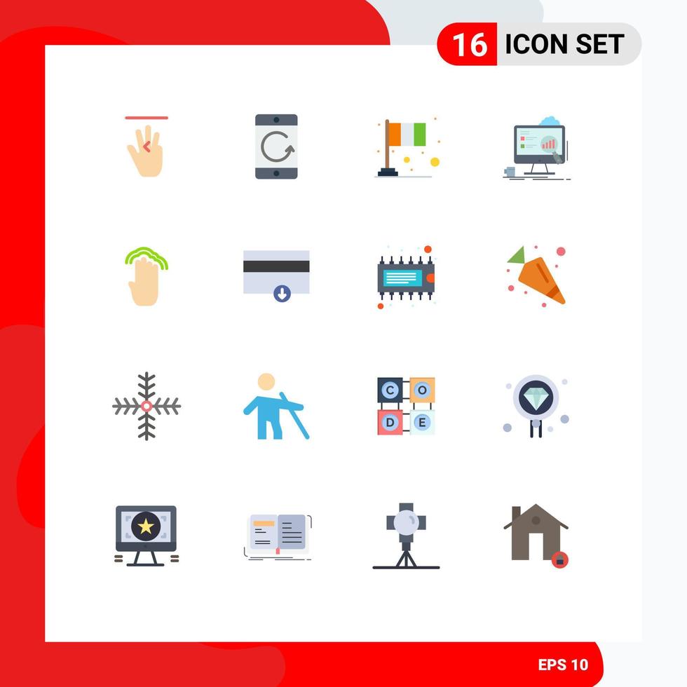 Modern Set of 16 Flat Colors and symbols such as laptop board mobile analytics irish Editable Pack of Creative Vector Design Elements
