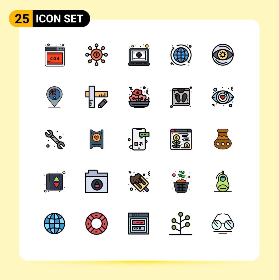 User Interface Pack of 25 Basic Filled line Flat Colors of money business lesson internet web Editable Vector Design Elements