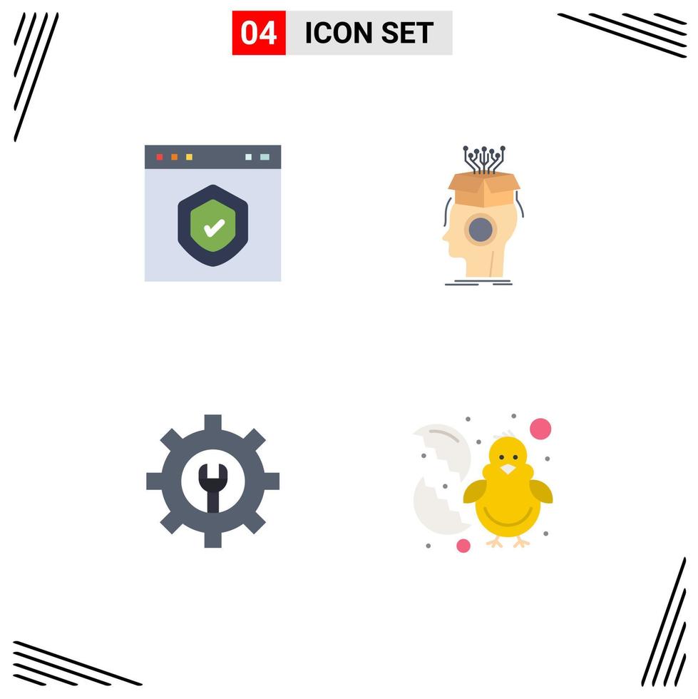 User Interface Pack of 4 Basic Flat Icons of browser head page artificial setting Editable Vector Design Elements