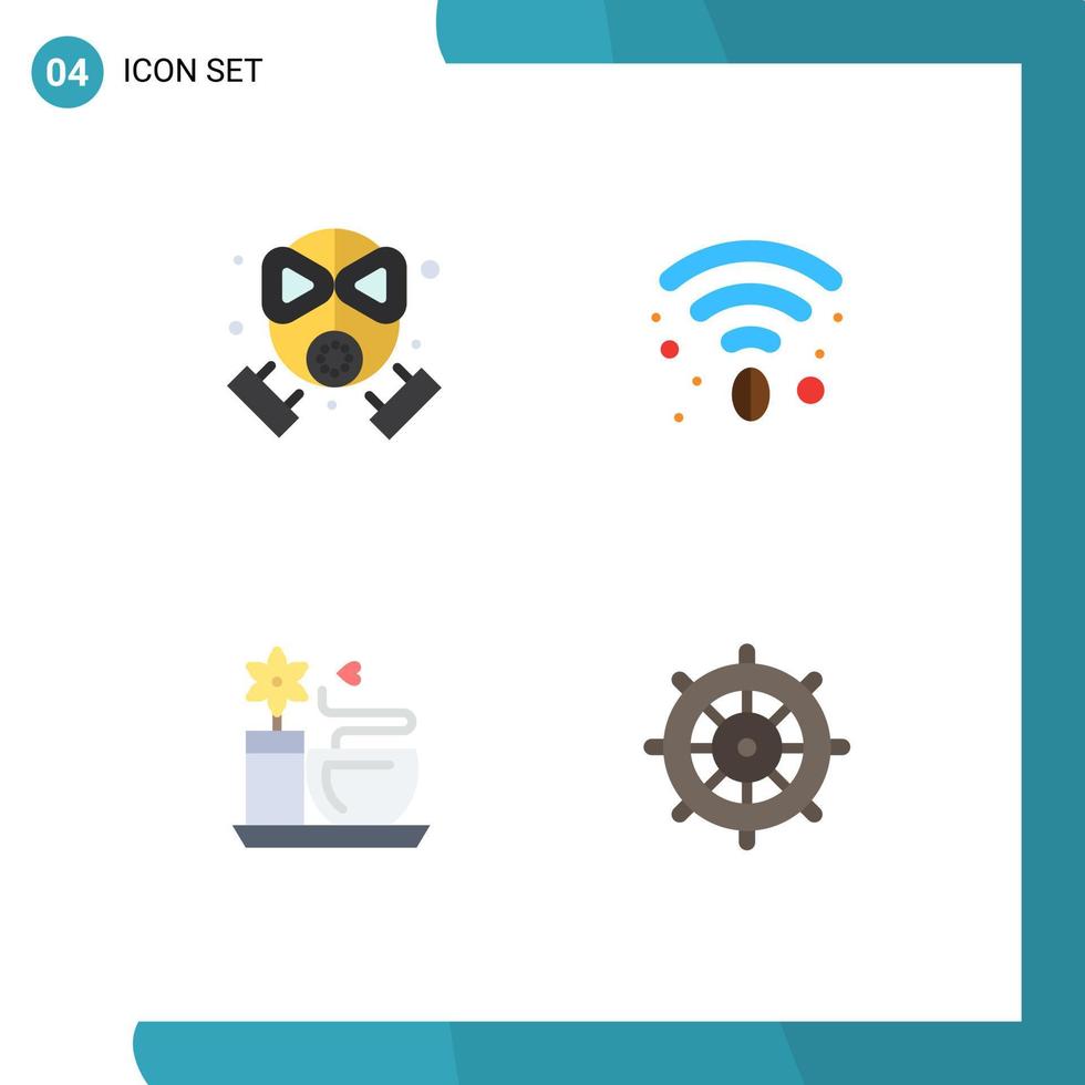 Universal Icon Symbols Group of 4 Modern Flat Icons of fire hot protection wifi holiday Editable Vector Design Elements