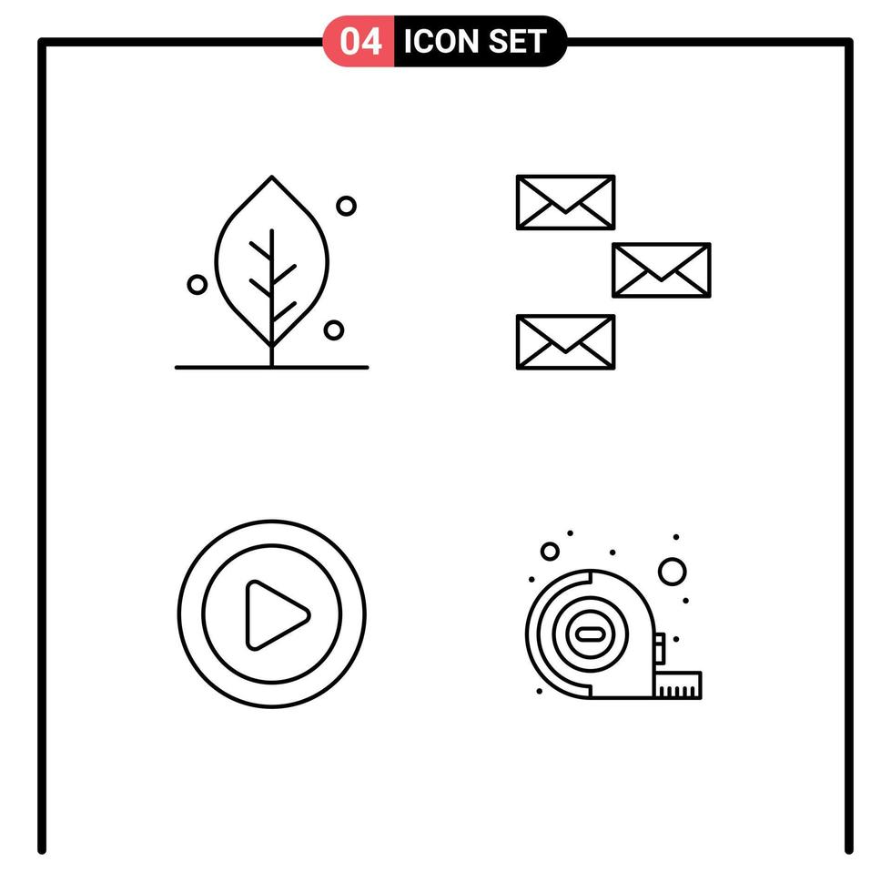 Modern Set of 4 Filledline Flat Colors Pictograph of ecology media spring contact us video Editable Vector Design Elements