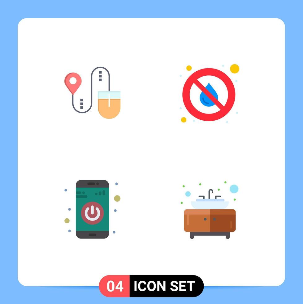 User Interface Pack of 4 Basic Flat Icons of mouse app computer rain turn off Editable Vector Design Elements