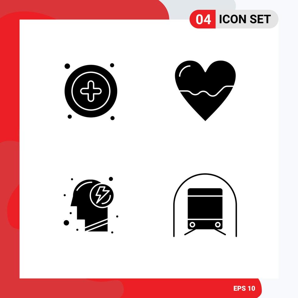 4 Creative Icons Modern Signs and Symbols of interface mental anatomy hospital power Editable Vector Design Elements