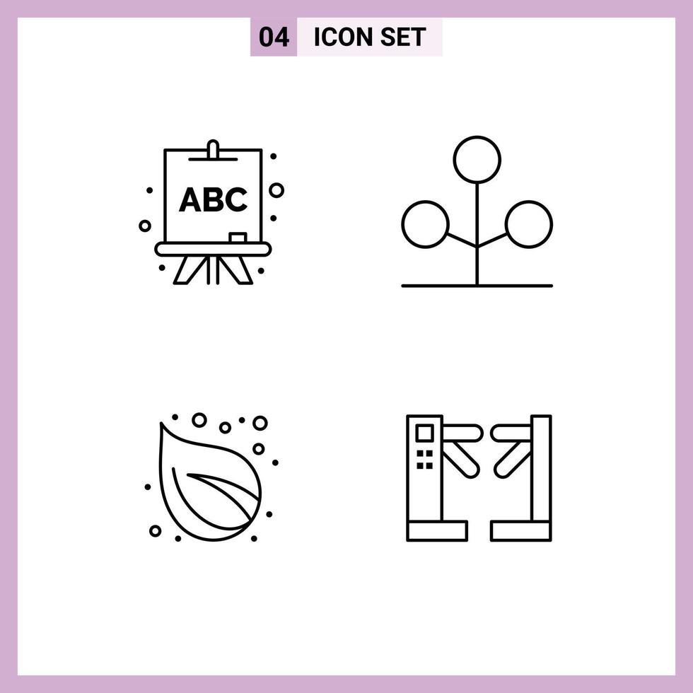 4 Creative Icons Modern Signs and Symbols of abc nature forest tree access Editable Vector Design Elements