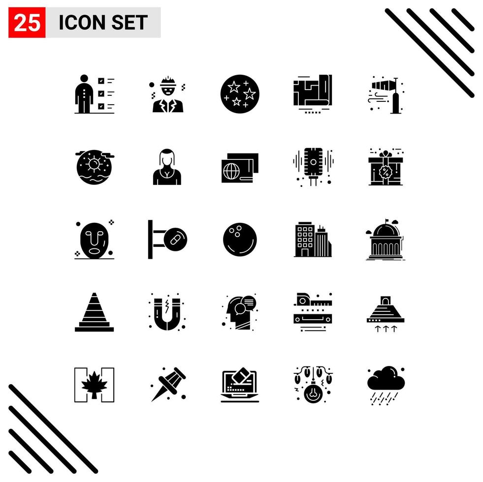 Solid Glyph Pack of 25 Universal Symbols of direction navigation construction map gps Editable Vector Design Elements