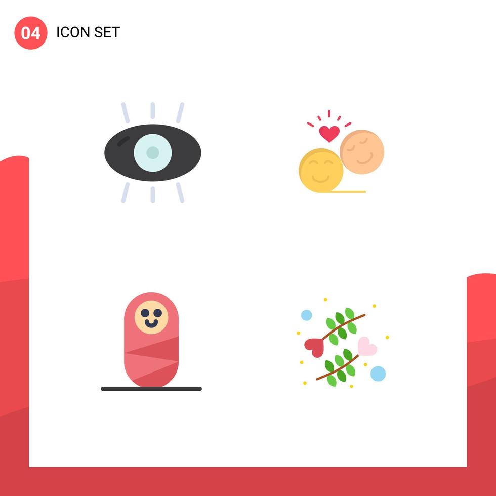 Set of 4 Modern UI Icons Symbols Signs for disease valentine form avatar human Editable Vector Design Elements