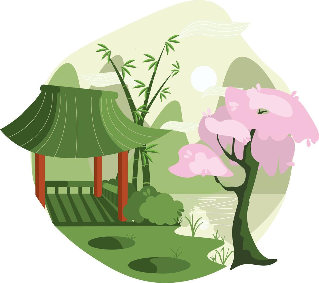 Modern flat design conceptual illustration with traditional asia vector