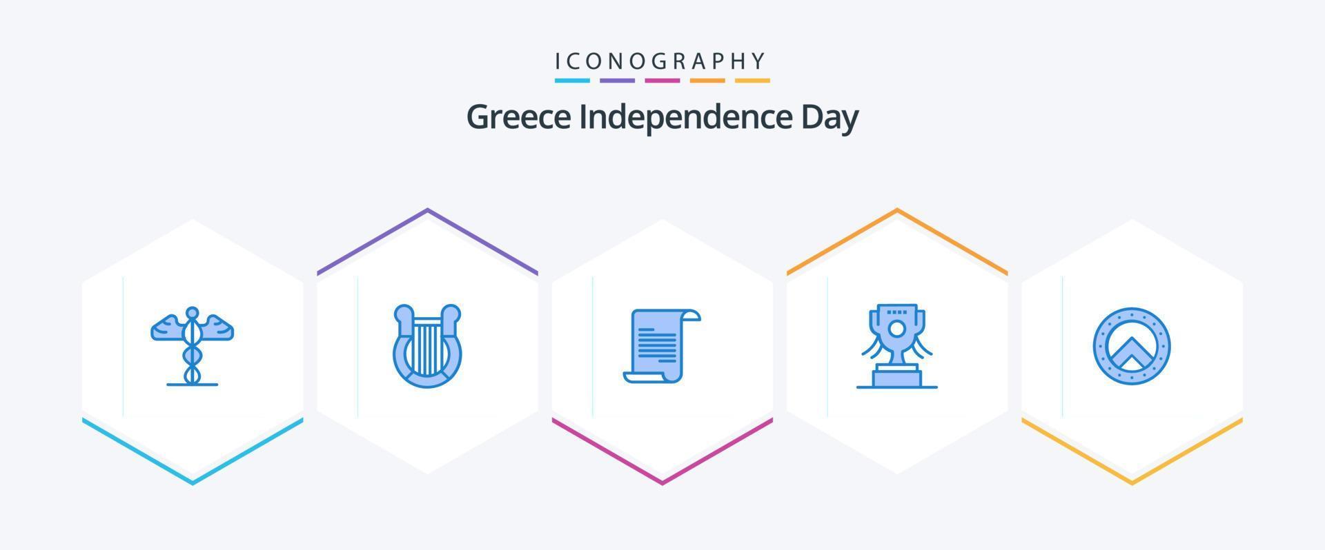 Greece Independence Day 25 Blue icon pack including greece. shield. nation. ireland. award vector