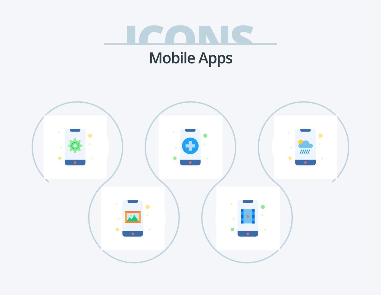 Mobile Apps Flat Icon Pack 5 Icon Design. weather app. smartphone. mobile. care. health vector