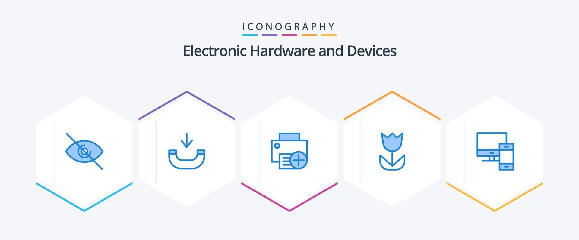 dispositivos 25 azul icono paquete incluso Mac. computadora. dispositivos. foto. flor vector
