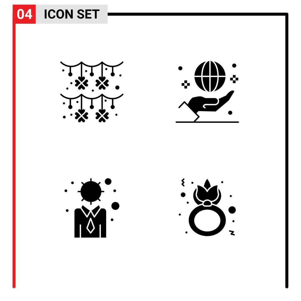 Universal Icon Symbols Group of 4 Modern Solid Glyphs of culture business saint patrick globe modern Editable Vector Design Elements