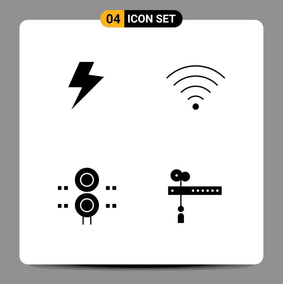 Pictogram Set of 4 Simple Solid Glyphs of power train connection sign decoration Editable Vector Design Elements