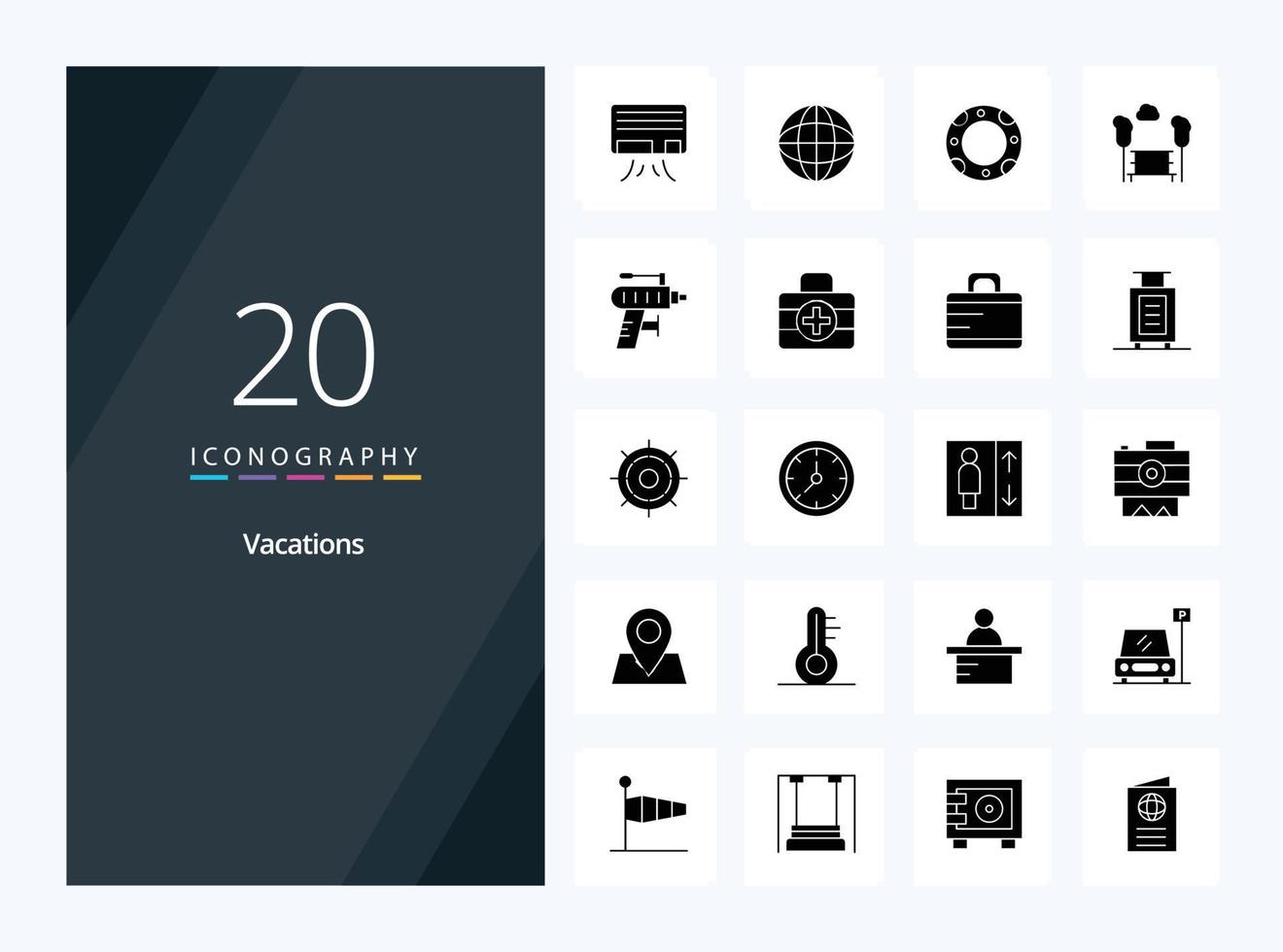 20 Vacations Solid Glyph icon for presentation vector